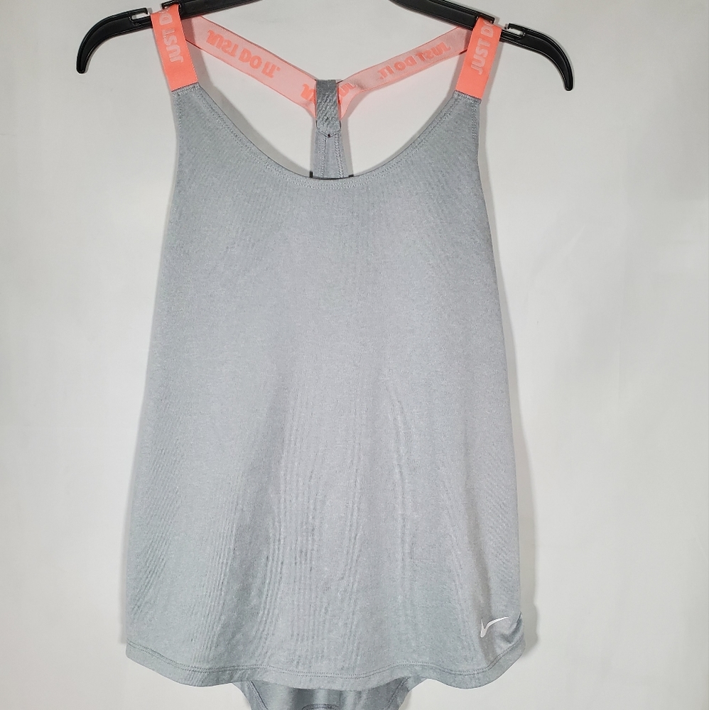 NIKE GREY GRAY DRY FIT PERFORMANCE ATHLETIC TRAINING YOGA TANK TOP